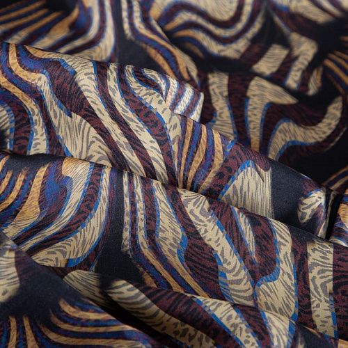 Шелк натуральный 064-20368 черный принтованный