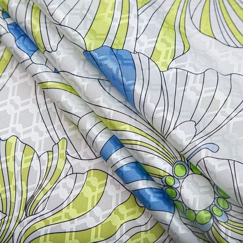 Шелк-жаккард 064-14647 белый принтованный