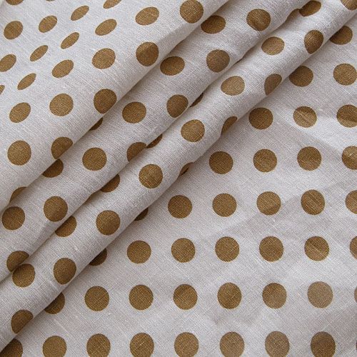 Лен-вискоза 035-14430 молочный принтованный