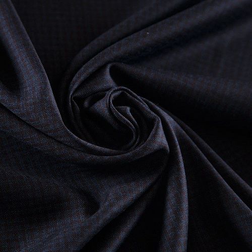 Шерсть костюмная 025-17287 сине-коричневый клетка