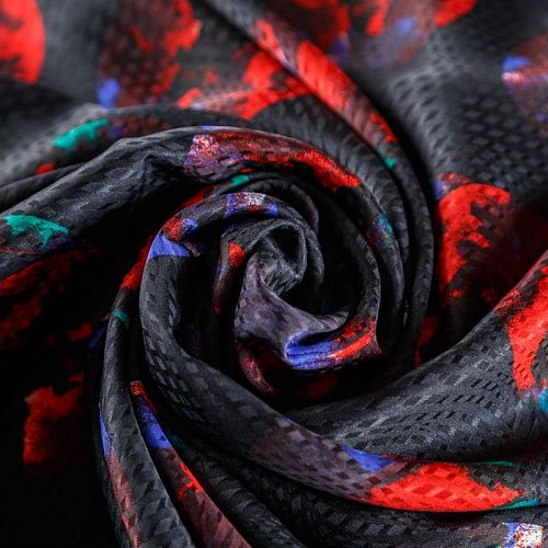 Шелк натуральный К18-057 черный принтованный