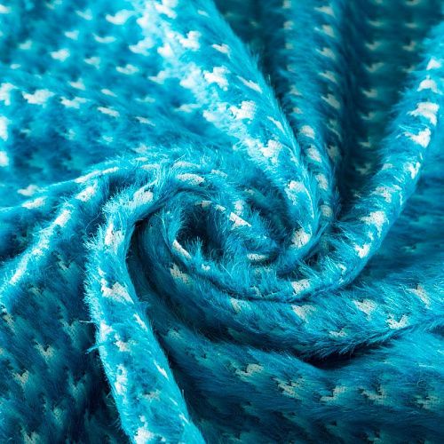 Ткань пальтовая К12-338 бирюзовый жаккардовый