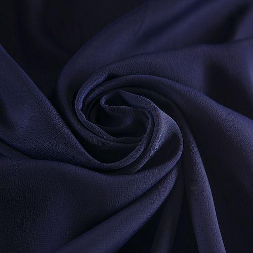 Крепдешин натуральный 028-16204 синий космос однотонный