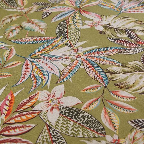 Ткань портьерная H-280 см 19-02-15872 оливковый принтованный