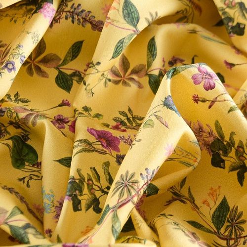 Коттон стрейч 063-12188 желтый принтованный