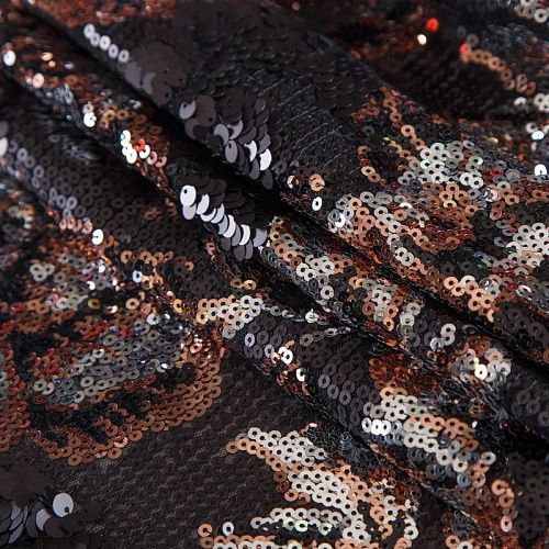 Пайетки на сетке 055-17139 черный/бронза
