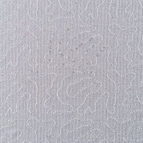 Трикотаж-гофре с пайетками 056-09123 серебристый однотонный