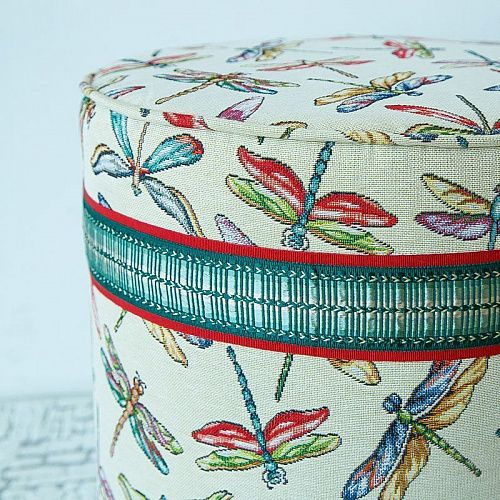 Пуф круглый D 39 см H 48 см гобелен "Стрекозы" 521334 