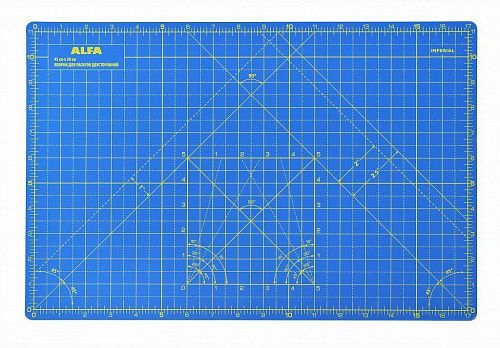 Коврик раскройный двухсторонний ALFA 45х30 см AF-A3Blue синий