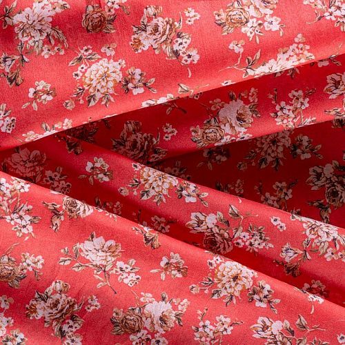 Батист 003-00888 коралловый принтованный