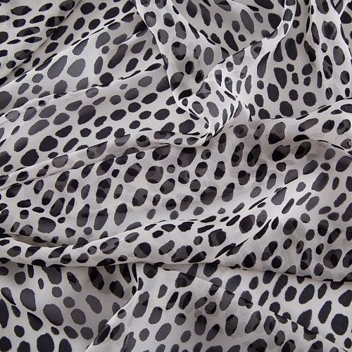 Креп-шифон шелковый 027-20199 молочный принтованный