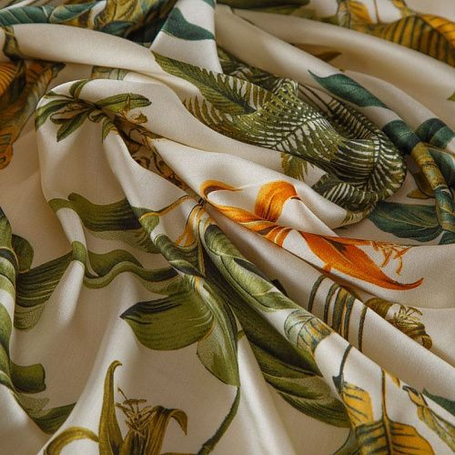 Шелк-штапель 069-16196 экрю принтованный