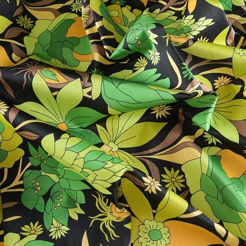 Лайкра прорезиненная 005-11770 черный принтованный