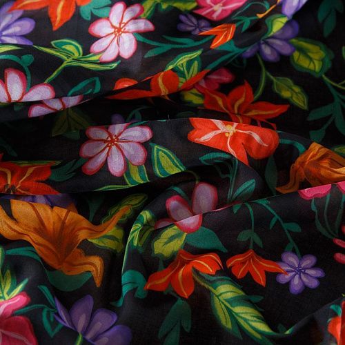 Батист 003-16460 черный принтованный