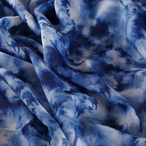 Лен искусственный 035-17443 бело-синий принтованный