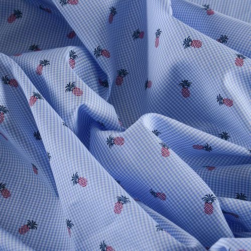 Хлопок плательно-рубашечный 049-12084 голубой принтованный