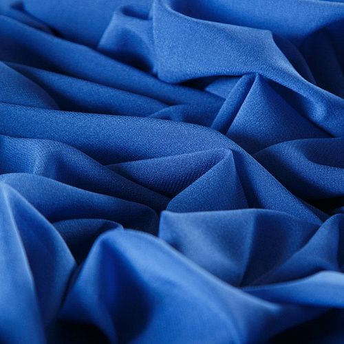 Креп-шифон натуральный 027-12515 насыщенный голубой однотонный