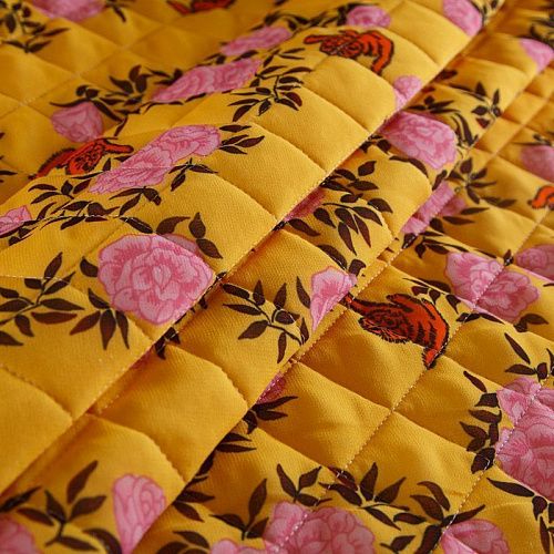 Ткань курточная 2-х сторонняя 033-14803 шафрановый принтованный