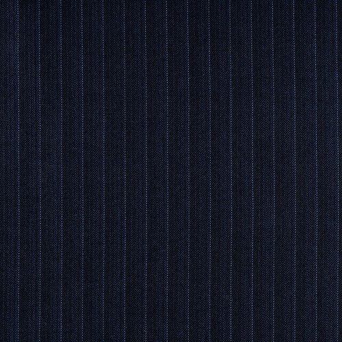 Ткань костюмная К32-012 темно-синий тонкая ярко-голубая полоска