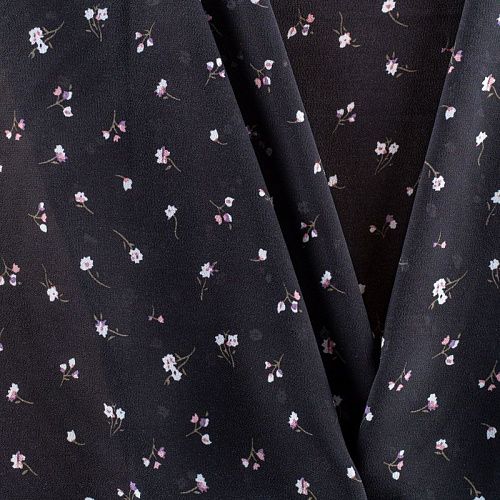 Креп-шифон 027-01447 черный принтованный