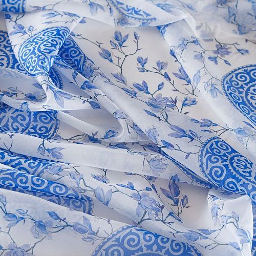 Шифон 068-17386 белый принтованный