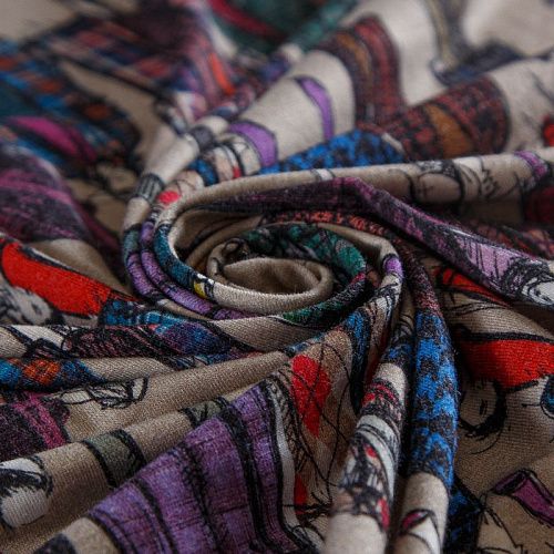 Трикотаж 056-14805 песочно-бежевый принтованный