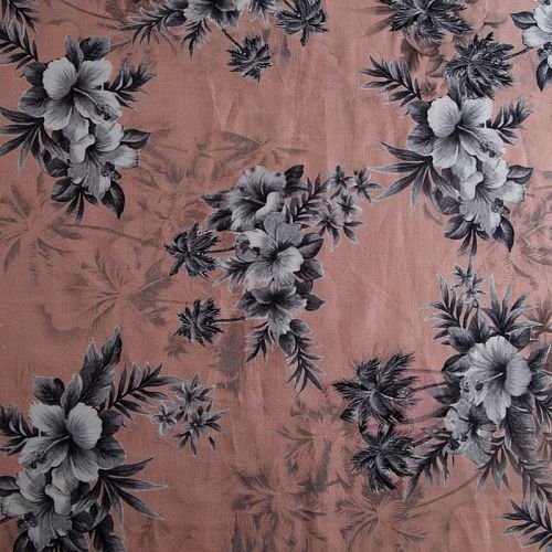 Батист 003-15052 медно-розовый принтованный