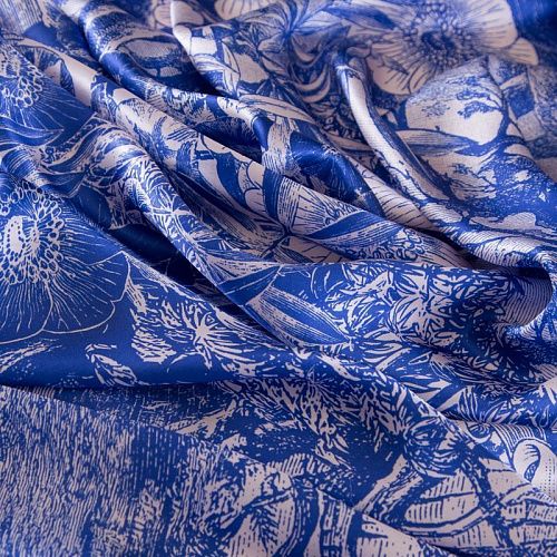 Шелк натуральный Dior 064-19249 голубой принтованный