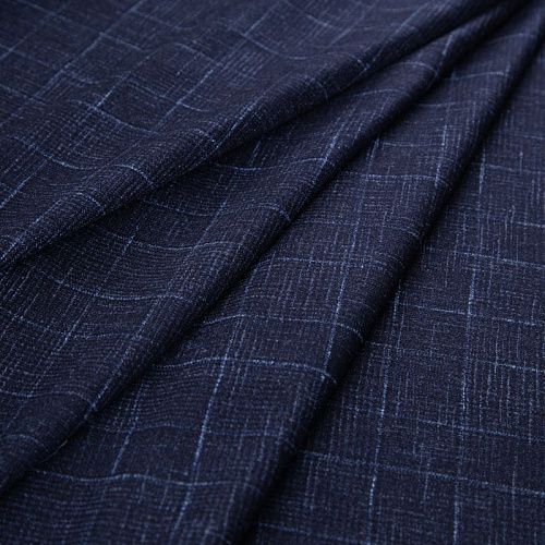 Шерсть костюмная 025-19979 серо-синий клетка