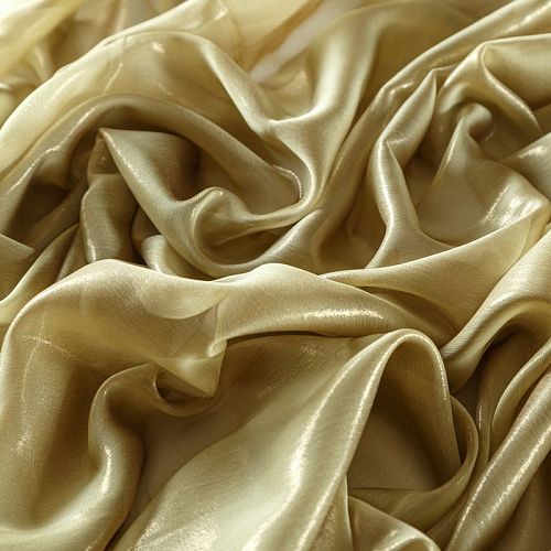 Шифон с напылением 068-09775 зеленое золото однотонный