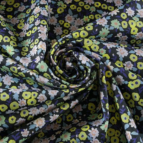 Коттон стрейч 063-12086 черный принтованный