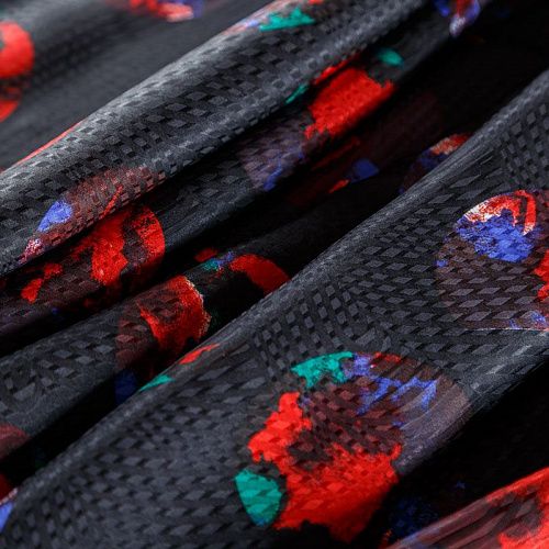 Шелк натуральный К18-057 черный принтованный