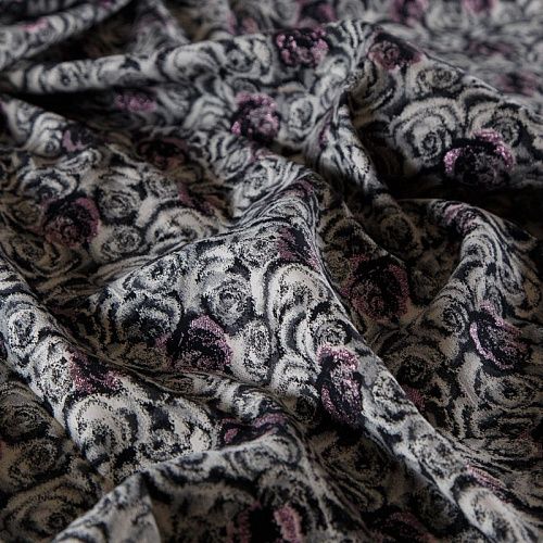 Жаккард с люрексом 017-02973 черно-розовый