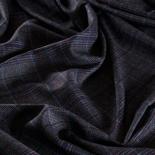 Ткань костюмная 025-14421 черный меланж клетка