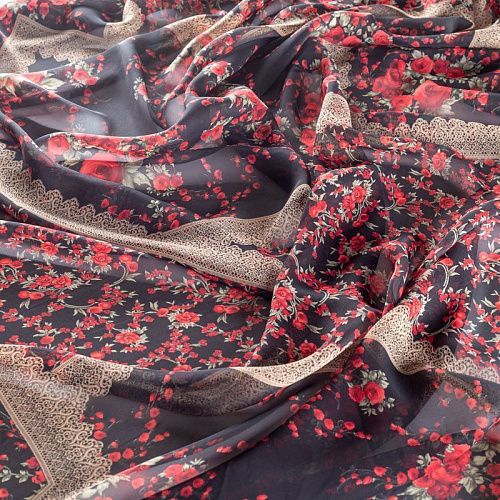 Шифон 068-01876 черный принтованный