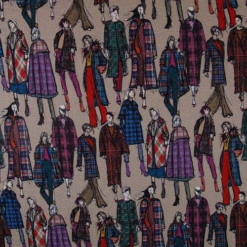 Трикотаж 056-14805 песочно-бежевый принтованный