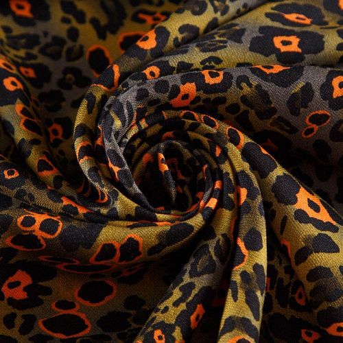 Креп плательный 026-12352 оливковый хаки принтованный