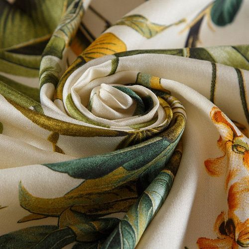 Шелк-штапель 069-16196 экрю принтованный