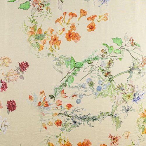 Крепдешин натуральный К01-0016 дынный принтованный